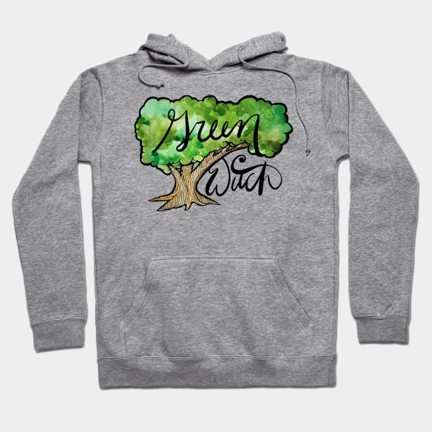 Green Witch Tree Magic Hoodie by bubbsnugg